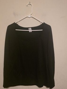 Love to Be Loved Black Long Sleeve Square Neck Top Size 2X